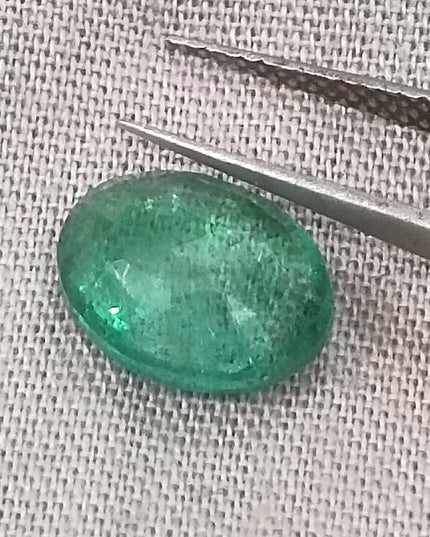 GSI Certified 2.55ct Medium Light Green Natural Zambian Emerald Minor Oiled Loose Gemstone