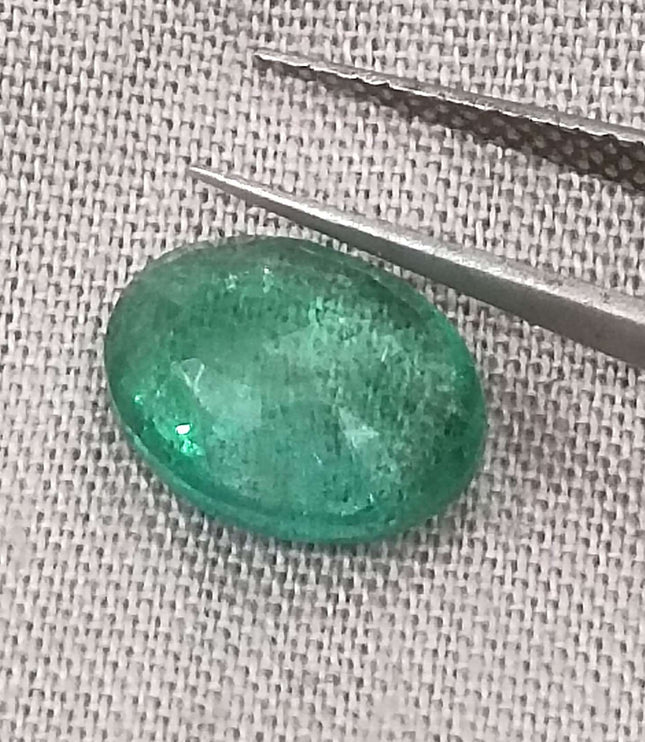 Zambian Emerald 2.55ct Certified Medium Light Green Oval Cut Gemstone