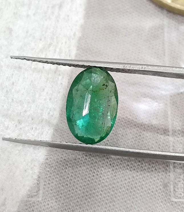 1.92ct Natural Emerald SGL Certified Deep Intense Green Oval Cut Loose Gemstone