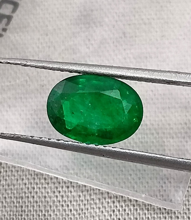Emerald Natural 1.41ct Certified Deep Vivid Green Oval Cut Loose Gemstone