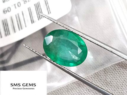 2.52ct Certified Natural Zambian Emerald Medium Deep Velvet Green Oval Cut Stone