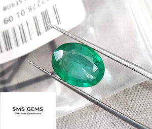 2.52ct Certified Natural Zambian Emerald Medium Deep Velvet Green Oval Cut Stone