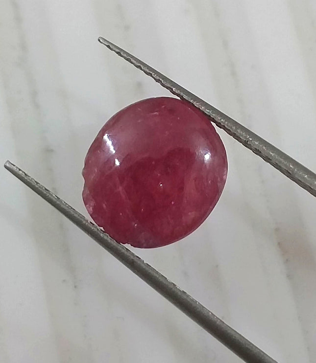 4.32ct Cabochon Cut Certified Natural Red African Ruby Unheated Gemstone