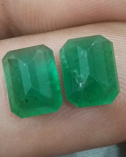 3.63ct/2pcs Emerald Cut Zambian Emerald Pair Natural Loose Gemstones