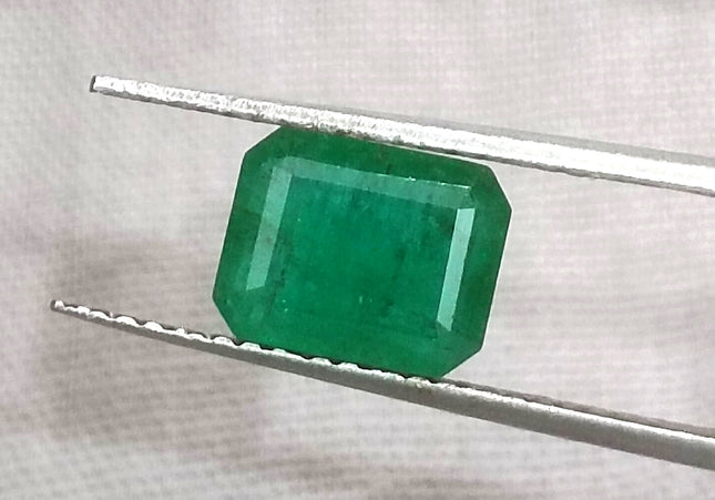 GSI Certified 1.50ct Deep Green Zambian Emerald Minor Oiled Loose Gemstone