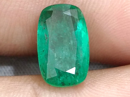 Natural Emerald 3.98ct GSI Certified Deep Green Cushion Cut Loose Gemstone