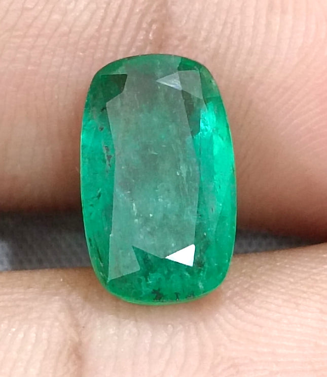 Natural Zambian Emerald 3.99ct Deep Green Cushion Cut Loose Gemstone