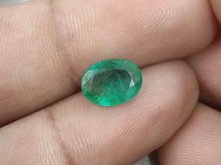 2.16ct Natural Zambian Emerald SGL Certified Medium Green Oval Cut Gemstone