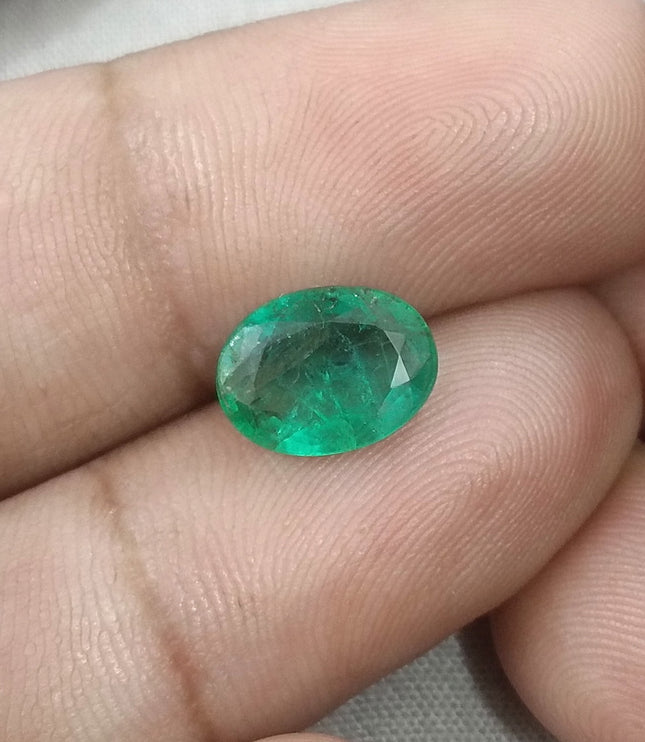 2.16ct Natural Zambian Emerald SGL Certified Medium Green Oval Cut Gemstone