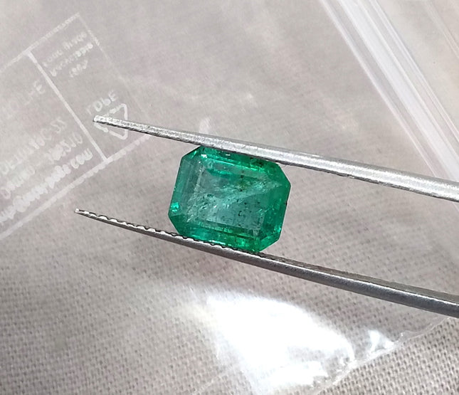 1.76ct Natural Emerald Zambia SGL Certified Medium Deep Green Octagon Cut Loose Gemstone