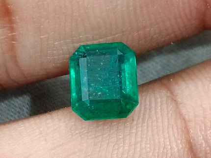 Zambian Emerald 2.45ct Certified Natural Deep Glass Green Octagon Cut Loose Gemstone