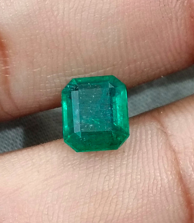 Zambian Emerald 2.45ct Certified Natural Deep Glass Green Octagon Cut Loose Gemstone