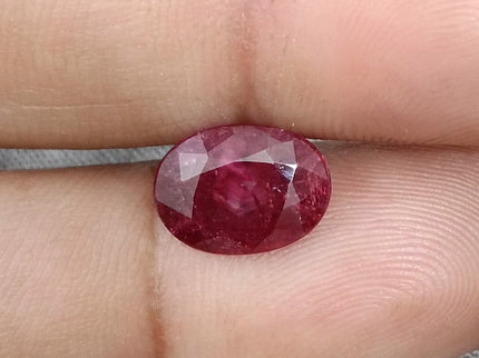 3.42ct Untreated Natural Mozambique Ruby Merlot Red Oval Cut Loose Stone