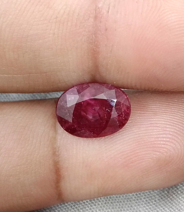 3.42ct Untreated Natural Mozambique Ruby Merlot Red Oval Cut Loose Stone