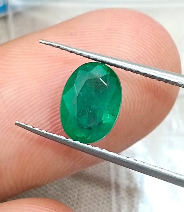 1.98ct Medium Vivid Green Natural Emerald Zambia Oval Cut Loose Gemstone