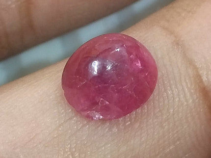 4.32ct Cabochon Cut Certified Natural Red African Ruby Unheated Gemstone