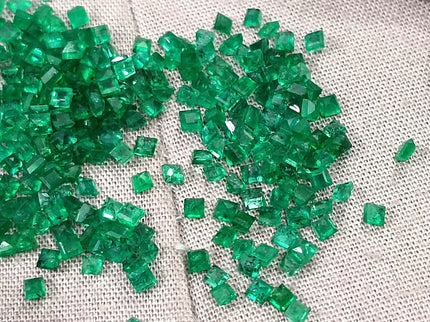 Emerald Lot Calibrated 16.20ct Medium Deep Vivid Green Princess Cut mm sizes Loose Gemstones