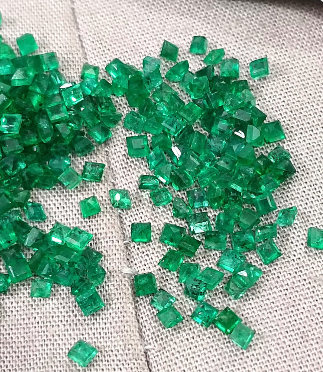 Emerald Lot Calibrated 16.20ct Medium Deep Vivid Green Princess Cut mm sizes Loose Gemstones