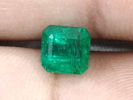 Zambian Emerald 1.61ct Natural Certified Medium Green Octagon Cut Loose Gemstone