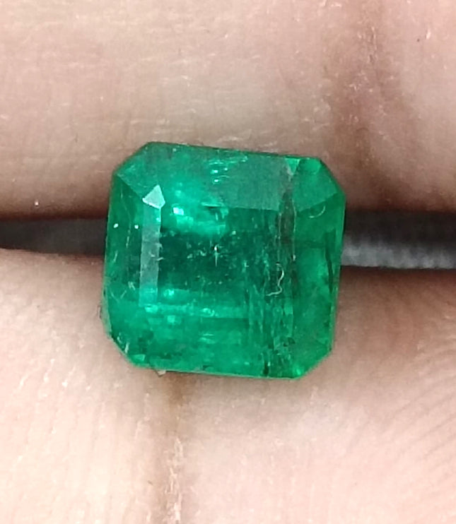 Zambian Emerald 1.61ct Natural Certified Medium Green Octagon Cut Loose Gemstone
