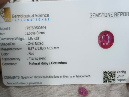 Mozambique Ruby 1.68ct Deep Purplish Red Oval Cut Loose Gemstone