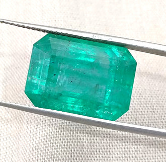 Natural Emerald 13.86ct Zambia Deep Green Octagon Cut Gemstone