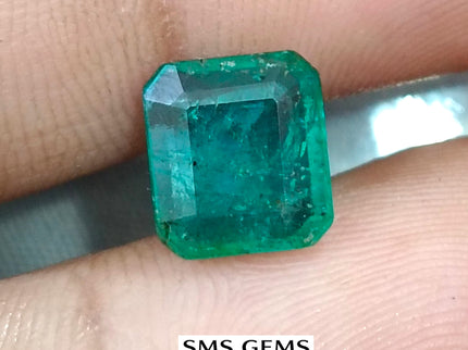 3.07ct Natural Emerald GSI Certified Medium Bluish Green Octagon Cut Gemstone