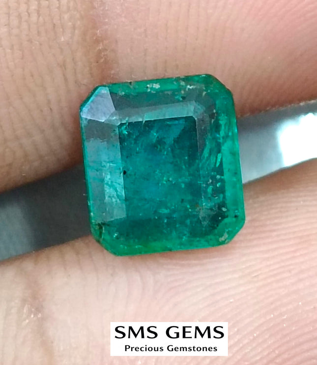 3.07ct Natural Emerald GSI Certified Medium Bluish Green Octagon Cut Gemstone