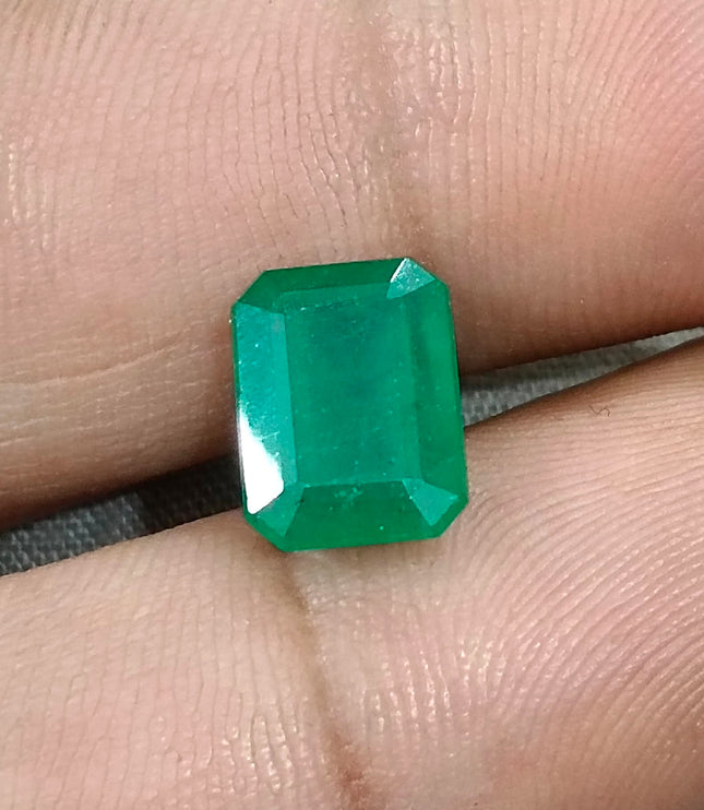 Natural Zambian Emerald 3.13ct Certified Medium Green Octagon Cut Loose Gemstone