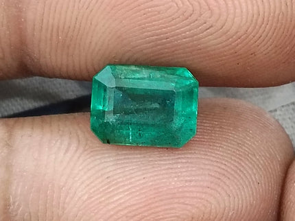 2.93ct Zambian Emerald, Natural Certified Medium bluish Green Octagon Cut Gemstone