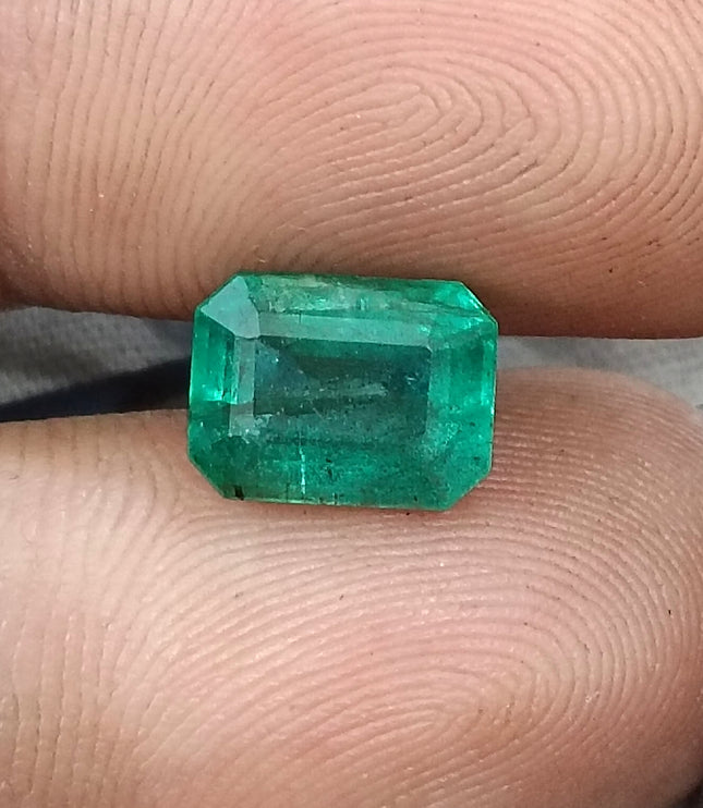 2.93ct Zambian Emerald, Natural Certified Medium bluish Green Octagon Cut Gemstone