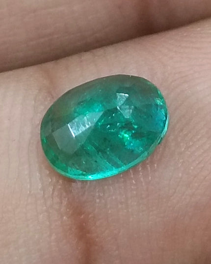 GSI Certified 1.26ct Medium Bright Green Natural Zambian Emerald Minor Oiled Loose Gemstone