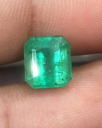 GSI Certified Medium Sea Green Zambian Emerald Minor Oiled Loose Gemstone