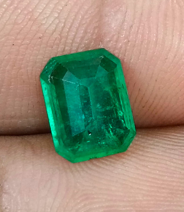 Zambian Emerald 2.40ct Alpine Green Certified Natural Octagon Cut Loose Gemstone