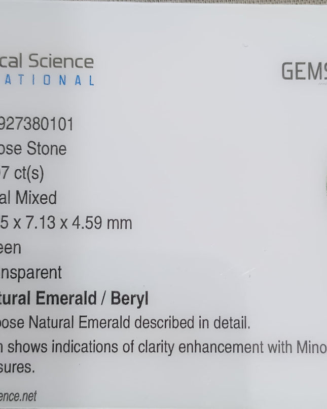 GSI Certified 2.07ct Zambian Emerald, Natural Loose Gemstone