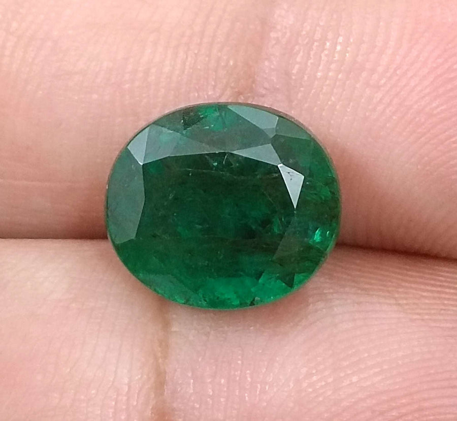 Natural Emerald 5.67ct Certified Zambian Origin Deep Green Stone.