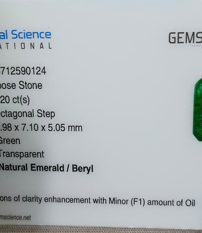 Zambian Emerald 3.20ct Certified Natural Deep Green Octagon Cut Loose Gemstone