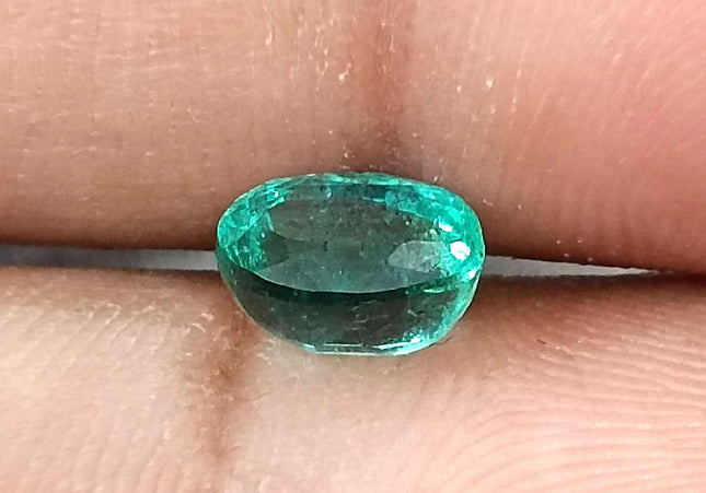 1.26ct Intense green Zambian emerald oval cut minor oiled loose gemstone.
