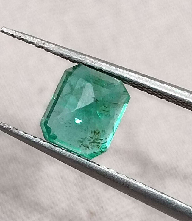 Certified 1.29ct Zambian Natural Emerald, Excellent Luster, Minor Oiled Stone