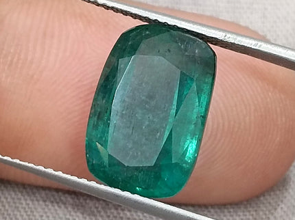 Natural Emerald 7.34ct Certified Deep Green Cushion Cut Natural Loose Stone
