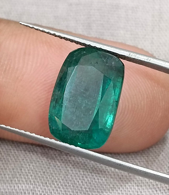 Zambian Emerald 7.34ct Deep Green Cushion Cut Natural Loose Stone