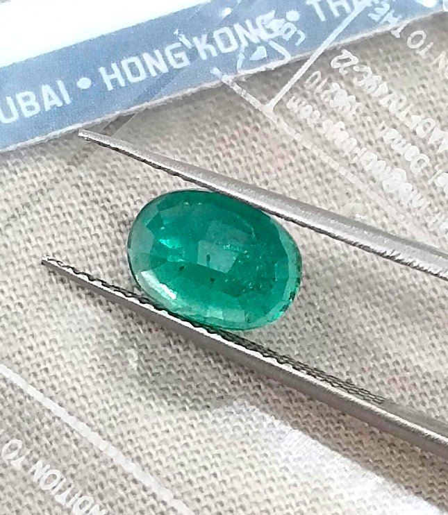 1.98ct Medium Vivid Green Natural Emerald Zambia Oval Cut Loose Gemstone