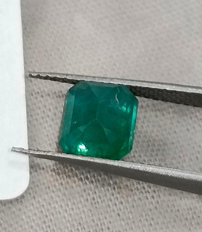 Zambian Emerald 1.87ct Natural Certified Deep Green Octagon Cut Gemstone
