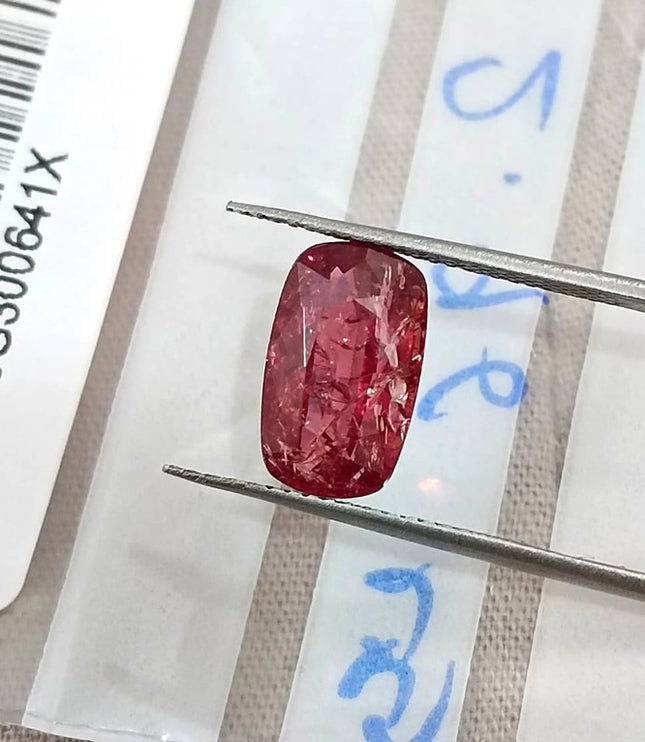 2.96ct Unheated Mozambique Ruby Rasberry Red SGL Certified Cushion Cut Loose Gemstone