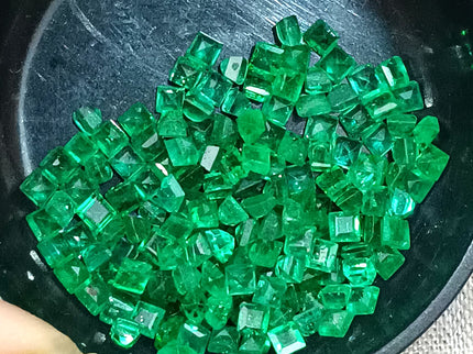 Natural Emerald Lot Calibrated 6.55ct Princess Cut Medium Deep Vivid Green Stones
