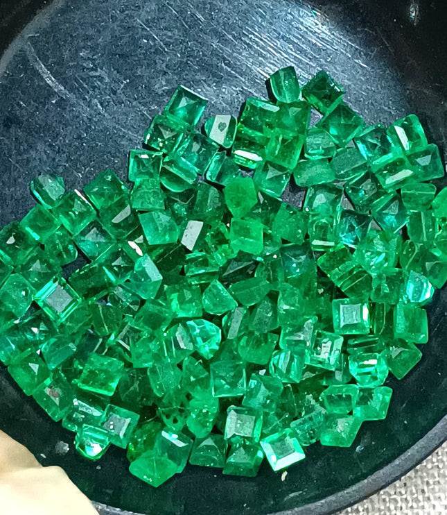 Natural Emerald Lot Calibrated 6.55ct Princess Cut Medium Deep Vivid Green Stones