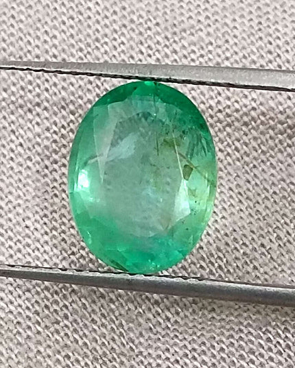 GSI Certified 2.60ct Sea Green Oval Cut Natural Panjshir Emerald Minor Oiled Loose Gemstone