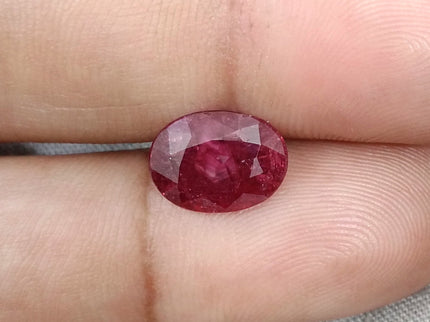 3.42ct Untreated Natural Mozambique Ruby Merlot Red Oval Cut Loose Stone