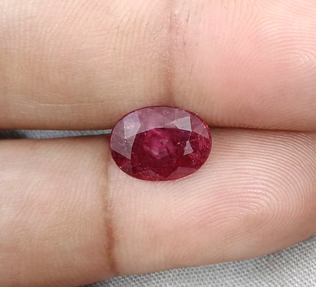 3.42ct Untreated Natural Mozambique Ruby Merlot Red Oval Cut Loose Stone