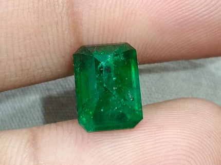 4.04ct Emerald Natural GSI Certified Pure Dark Green Octagon Cut Gemstone